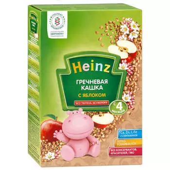 Каша хайнц 200г б/молочная гречневая с яблоком с 4 месяцев