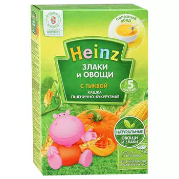 Каша хайнц 200г б/молочная пшенично-кукурузная с тыквой с 5 месяцев