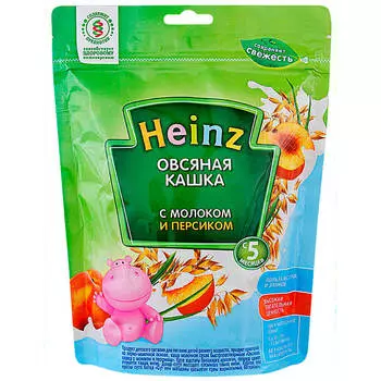 Каша хайнц 250г молочная овсяная с персиком с 5 месяцев