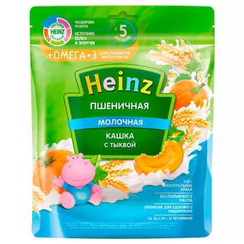 Каша Heinz 200г молочная пшеничная с тыквой с омега 3 с 5 месяцев