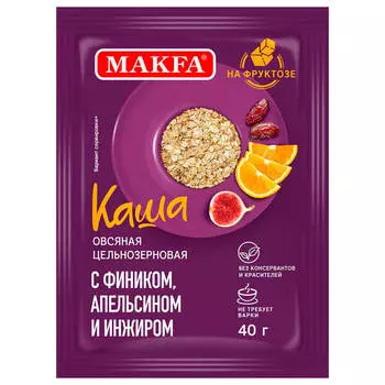 Каша MAKFA 40 г овсяная на фруктозе финик апельсин инжир