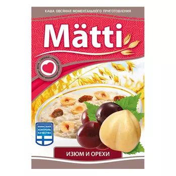 Каша Matti 40г овсяная с изюмом и орехами