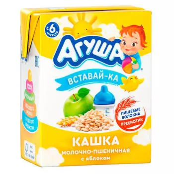 Каша молочная Агуша вставай-ка 200мл 2,5% яблоко пшеница тетра-бейс