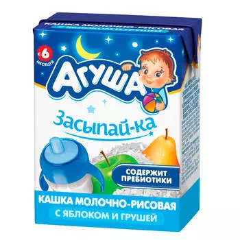 Каша молочная агуша засыпайка 200 мл 2, 7% рис яблоко груша
