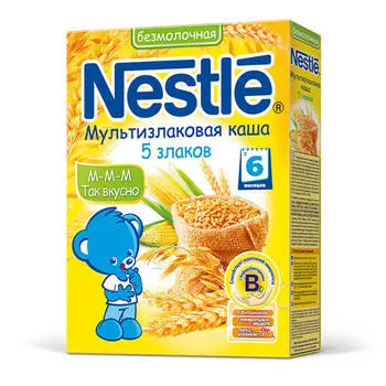Каша нестле 200г б/молочная мультизлаковая 5 злаков с 6 месяцев