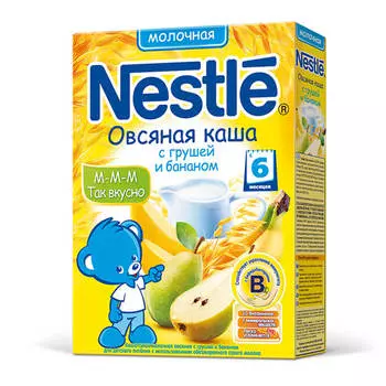 Каша Nestle 200 г молочная овсяная с бананом и грушей с 6 месяцев