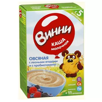 Каша винни 220г молочная овсяная с лесными ягодами и пребиотиками с 5 месяцев
