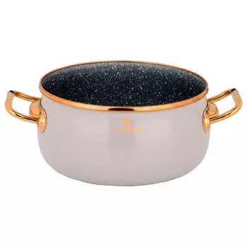 Кастрюля 2,4л Agness серая эмалированная мраморное покрытие стеклянная крышка