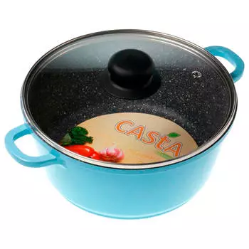 Кастрюля 4л Casta Color голубая литой алюминий кс-4-bl
