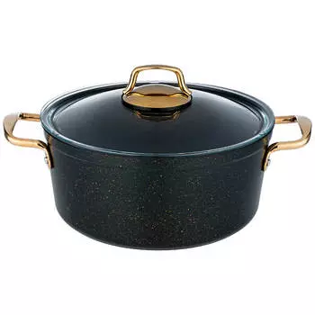 Кастрюля 5,5л Agness Premium черное золото антипригарное покрытие индукционное дно 936-215