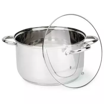 Кастрюля 6 л аттрибут симпл нержавеющая сталь стеклянная крышка ass074