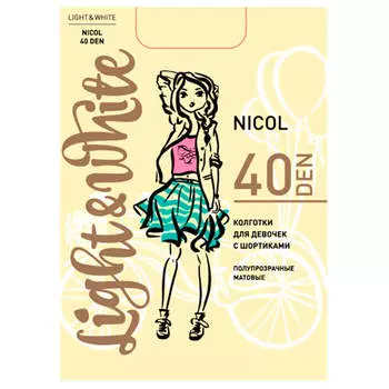 Колготки детские лайт энд вайт николь 40 128-134 фантазия бианко nicol40lw