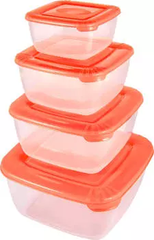 Набор контейнеров 4 шт спарк пласт биофреш квадрат