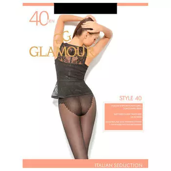 Колготки женские Glamour стиль 40 ден неро р.2 ажурные трусы