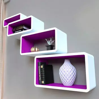 Комплект полок Qwerty бангкок белый/пурпурный 47*27*20см 43*21*20см 39*16*20см 35*12*20см