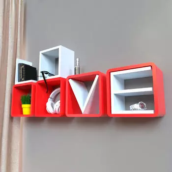 Комплект полок Qwerty лав красный/белый 25*25*8,5см