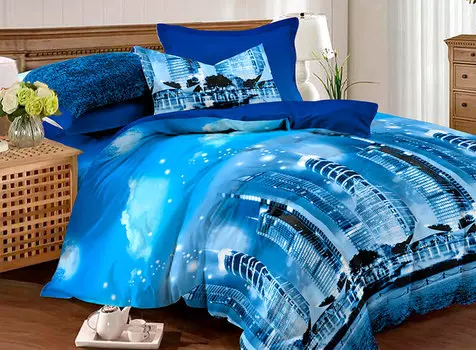 Комплект постельного белья макосатин печатный Amore Mio 1,5-сп 12012