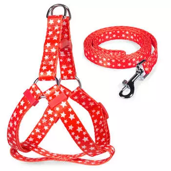 Комплект триол шлейка+поводок звездочки обхват груди 26-35см поводок 1*120см