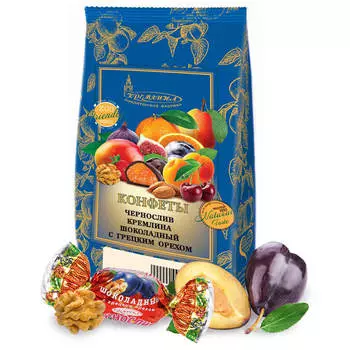 Конфеты чернослив в шоколаде 190г с грецким орехом кремлина