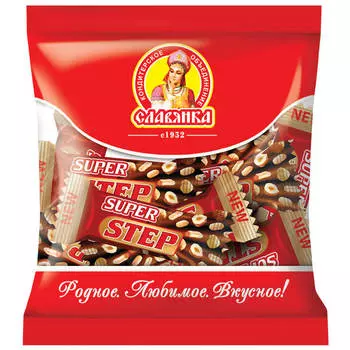 Конфеты супер Степ 196г пакет Славянка