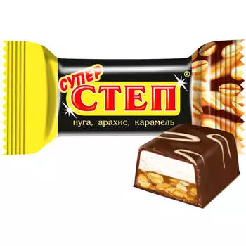 Конфеты супер степ глазированные нуга, арахис, карамель Славянка