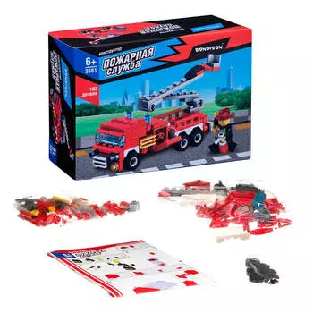 Конструктор Bondibon 103 детали пожарная машина вв3661