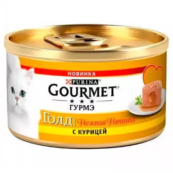 Корм для кошек Gourmet Gold 85г нежная начинка с курицей ж/б