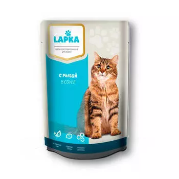 Корм для кошек Лапка 85г с рыбой в соусе