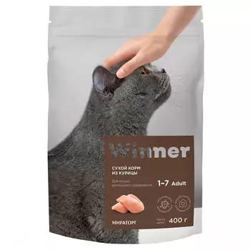 Корм для кошек Winner 400г для кошек домашнего содержания из курицы