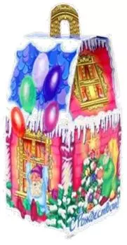 Коробка для конфет новогодняя 0.5 кг дом с окном