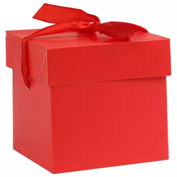 Коробка складная Миленд классика 15*15*15см красный с лентой пп-5378