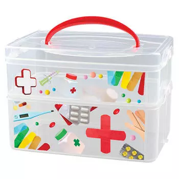 Коробка универсальная с ручкой и декором мульти бокс 2 секции 24,5*16*16,5см бытпласт 4312334