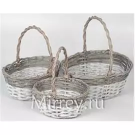 Корзина плетеная ива 27см 27*20*12 Серая с белым
