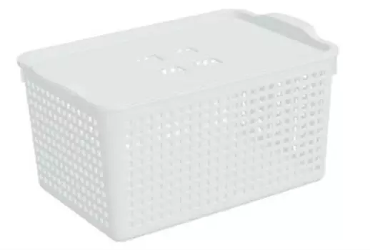 Корзинка 5,3л 29,5*18,5*14,5см Violet лофт с крышкой белая v644106
