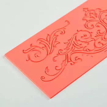 Коврик для айсинга Доляна 34*11,5*0,6см вензель силикон оранжевый 2582013