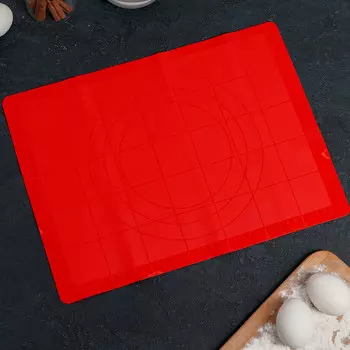 Коврик Доляна 38*30см Буссен разлиновка силикон красный 1005245