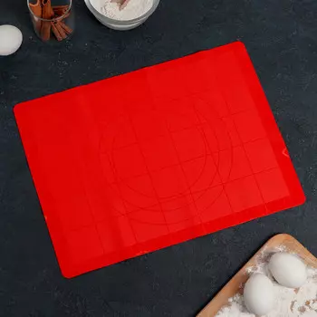 Коврик Доляна 61,5*41,5см буссен разлиновка силикон красный 1857444