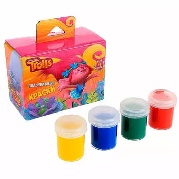 Краски пальчиковые 4цв 40мл Тролли