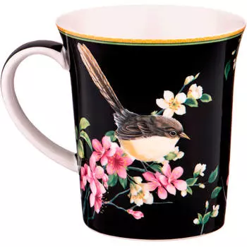 Кружка 420мл Lefard цветущий сад черная 104-547