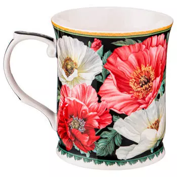 Кружка 420мл Lefard маки черная 104-763