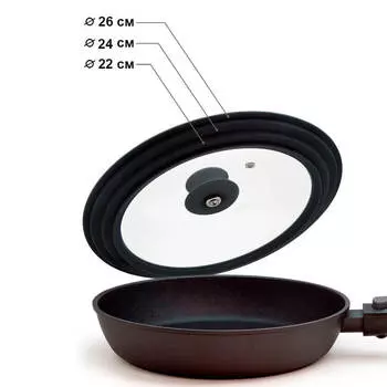 Крышка 22/24/26см универсальная Mallony стекло (для любой кастрюли и сковородки)