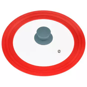 Крышка стеклянная 18/20/22см силиконовый обод красная