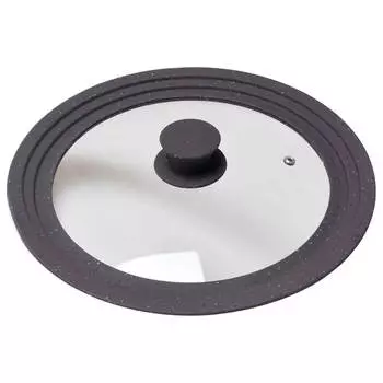 Крышка стеклянная 26/28/30см силиконовый обод серая