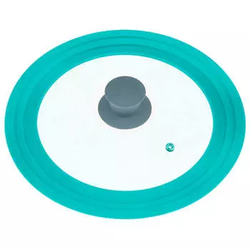 Крышка стеклянная 26/28/30см силиконовый обод бирюзовая