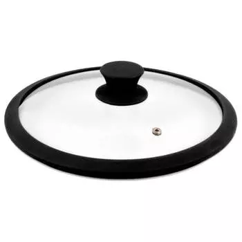 Крышка стеклянная тима 22см силиконовый обод черная 5022bl