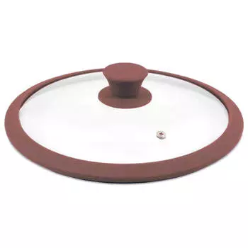 Крышка стеклянная тима 22см силиконовый обод коричневая 5022br