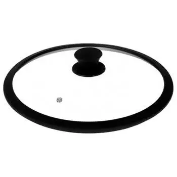 Крышка стеклянная тима 26см силиконовый обод черная 5026bl