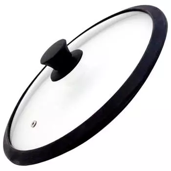 Крышка стеклянная тима 28см силиконовый обод черная 5028bl