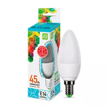 Лампа светодиодная ASD 5вт е14 свеча холодный свет