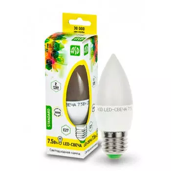 Лампа светодиодная ASD 7.5вт е14 свеча холодный свет